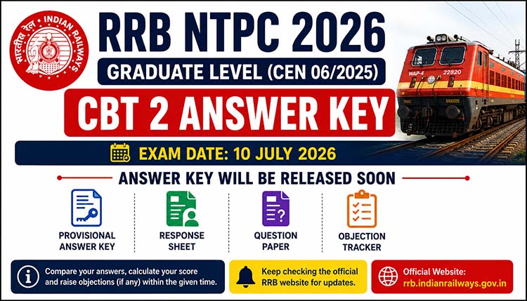 RRB NTPC Graduate CBT 2 Answer Key 2026 Released at rrbapply.gov.in, Response Sheet and Objection Link Active